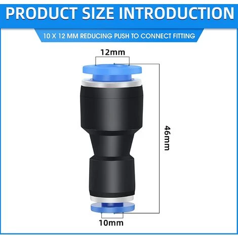 READCLY-10 Pièces 12 Mm De Diamètre Extérieur X 10 Mm De Diamètre Extérieur Réducteur Droit Pour Connecter Les Raccords, Raccord De Réducteur De Tube De Tuyau D'union Pneumatique – Image 2