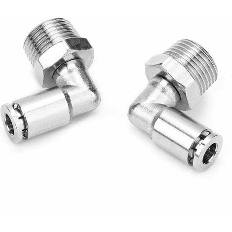 FLETéçA 4 Pièces Tout-cuivre Raccords De Tuyau à Connexion Rapide Nickelé 12mm Raccord Rapide Pneumatique + 90 Degrés BSP Filetage Mâle(3/8") â Image 5