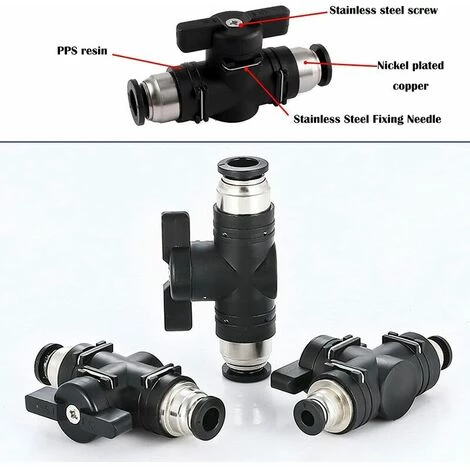 FLETéçA 2pcs Raccords Pneumatiques De 10 Mm Pousser Le Connecteur Rapide Connexion Vanne Manuelle Push Connecteur Droit Pneumatique Pour Connecter Des Tuyaux En Polyéthylène En Nylon Et En PU(BUC-10) â Image 3