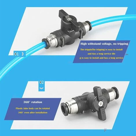 FLETéçA 2pcs Raccords Pneumatiques De 10 Mm Pousser Le Connecteur Rapide Connexion Vanne Manuelle Push Connecteur Droit Pneumatique Pour Connecter Des Tuyaux En Polyéthylène En Nylon Et En PU(BUC-10) â Image 4