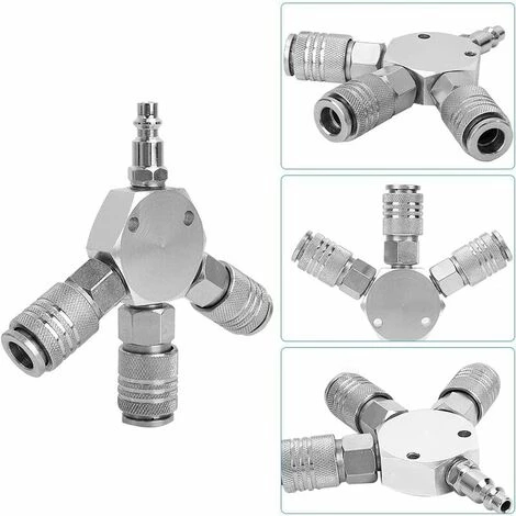 FLETéçA Répartiteur à Air Comprimé En Y - Raccord Rapide - 3 Voies - Raccord Pneumatique - Raccord Rapide - 1/4 F-NPT â Image 4