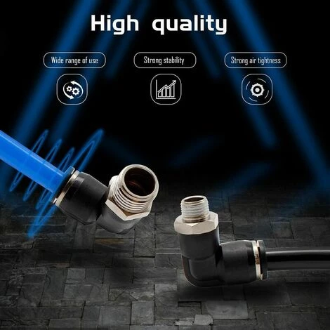 FLETéçA 6 Pièces Connecteurs Pneumatiques, Raccords Rapides à Filetage Mâle, Noir Coude Pneumatique Connecteur, Convient Aux Outils De Bricolage(6mm, 1/2") â Image 2