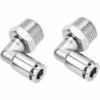 FLETéçA 2 Pièces Tout-cuivre Raccords De Tuyau à Connexion Rapide Nickelé 6mm Raccord Rapide Pneumatique + 90 Degrés BSP Filetage Mâle(M5)