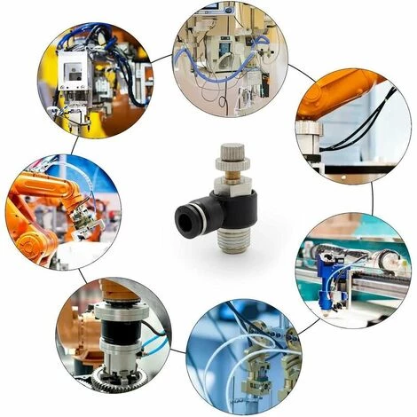 FLETéçA 2 Pièces Raccords Pneumatiques, Régulateur De Débit D'air, Avec Connexion Enfichable Et Filetage Extérieur Connecteur Rapide De Valve, Pour Outils Pneumatiques(4mm,M5 ) â Image 3