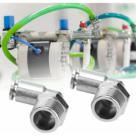 FLETéçA 4 Pièces Tout-cuivre Raccords De Tuyau à Connexion Rapide Nickelé 6mm Raccord Rapide Pneumatique + 90 Degrés BSP Filetage Mâle(1/2") â Image 3