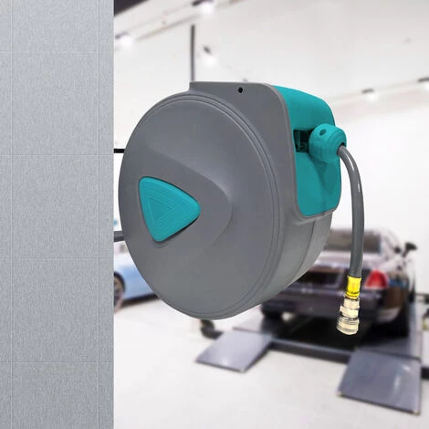 Froadp Enrouleurs De Tuyaux Automatique, Tuyau à Air Comprimé Enrouleur Avec 1/4" Butée De Flexible Et Raccord Rapide, Tambour De Tuyau Pivotant à 180° Montage Mural(15m, Gris) â Image 5