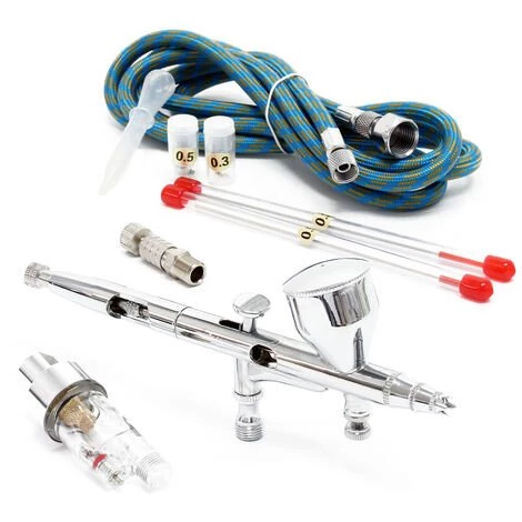 WILTEC Aérographe Professionnel Modèle 180K Régulation Double Buse - Aiguille 0.2 0.3 Mm