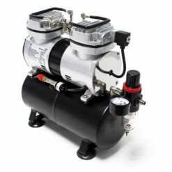 WILTEC Compresseur Aérographe AS196 Bicylindre Avec Réservoir Arrêt Automatique