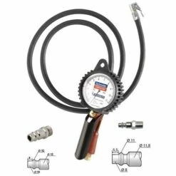 SCHRADER PISTOLET MANOMETRE POIGNEE De GONFLAGE EURODAINU Et 2 EMBOUTS